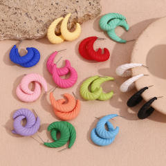 Spring summber colorful painting ABS stainless steel needle studs earrings