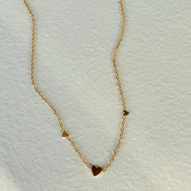 Dainty tiny heart stainless steel choker necklace