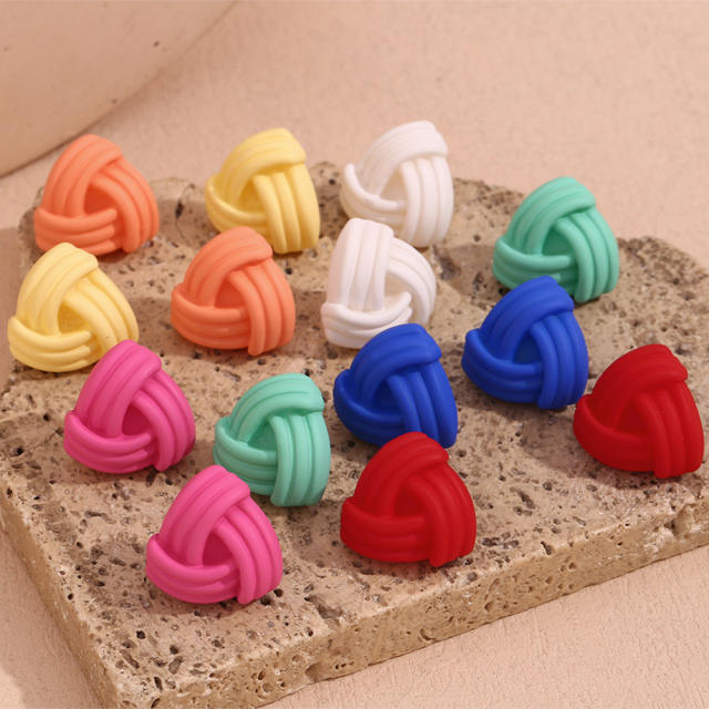 ABS color painting twisted triangle stainless steel needle studs earrings