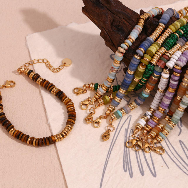 18KG vintage colorful natural stone bead boho women bracelet