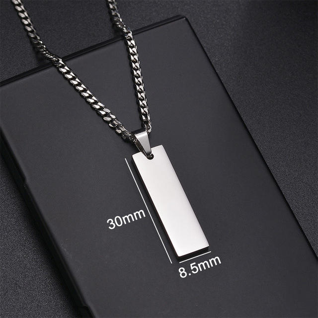 Hiphop dog tag pendant stainless steel necklace engrave letter necklace