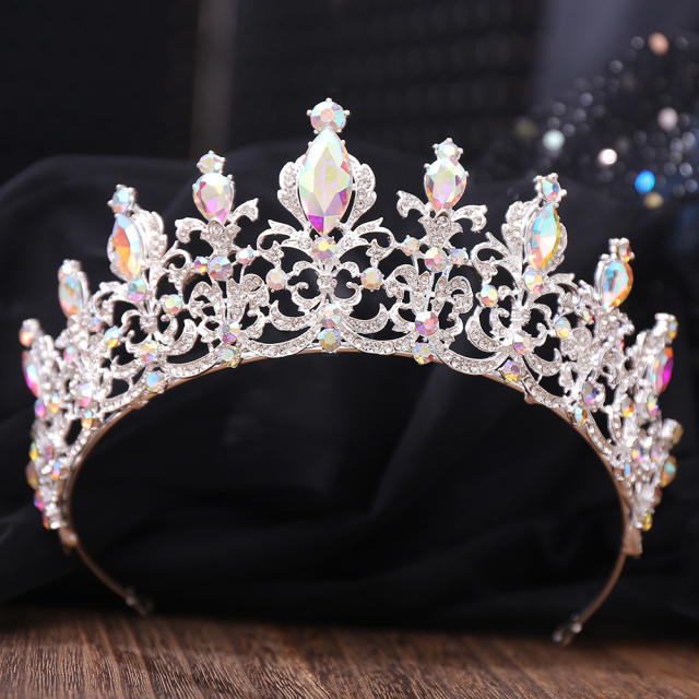 Baroque colorful cubic zircon statement wedding crown