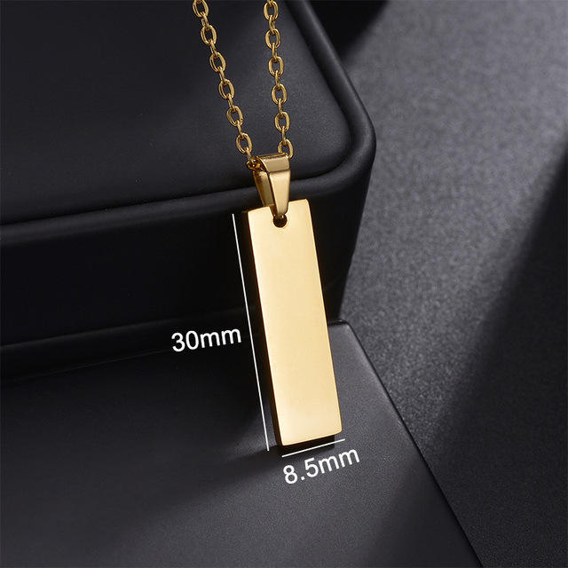 Hiphop dog tag pendant stainless steel necklace engrave letter necklace