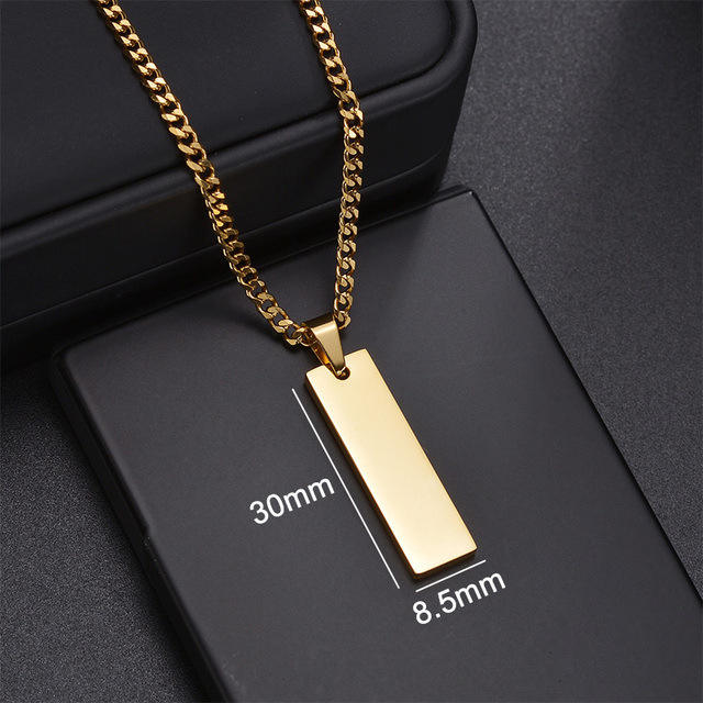 Hiphop dog tag pendant stainless steel necklace engrave letter necklace