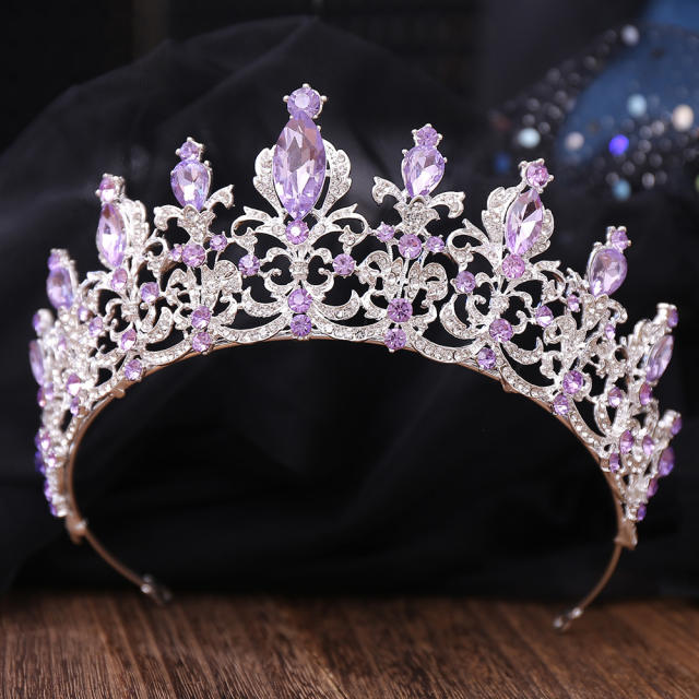 Baroque colorful cubic zircon statement wedding crown