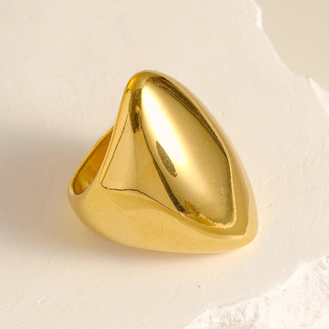 Chunky gold color geometric shape stainless steel rings