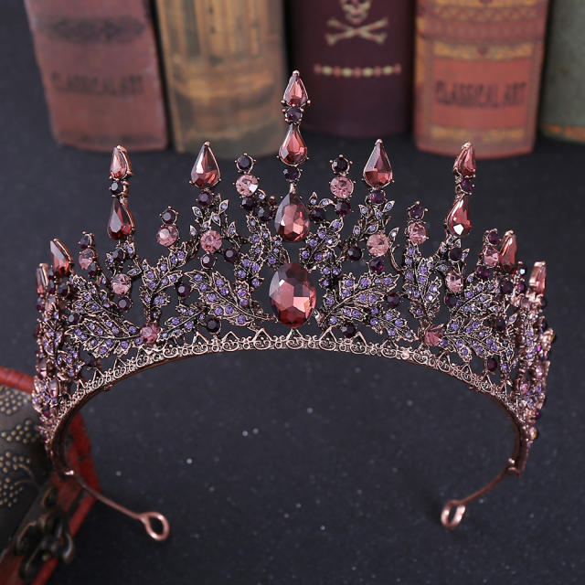 Occident fashion baroque colorful cubic zircon purple hair crown