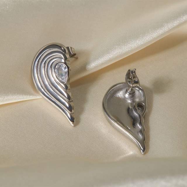 18KG matching heart stainless steel earrings