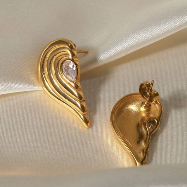 18KG matching heart stainless steel earrings