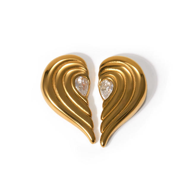 18KG matching heart stainless steel earrings