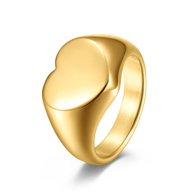 INS easy match heart shape stainless steel rings signet rings