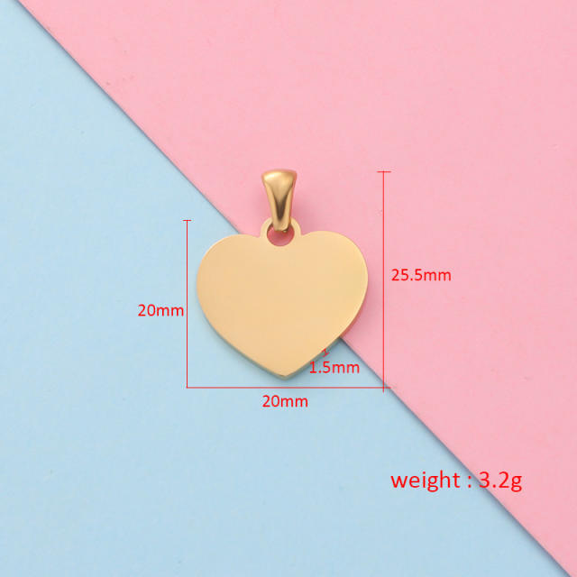 20*20mm diy jewelry stainless steel heart pendant for necklace