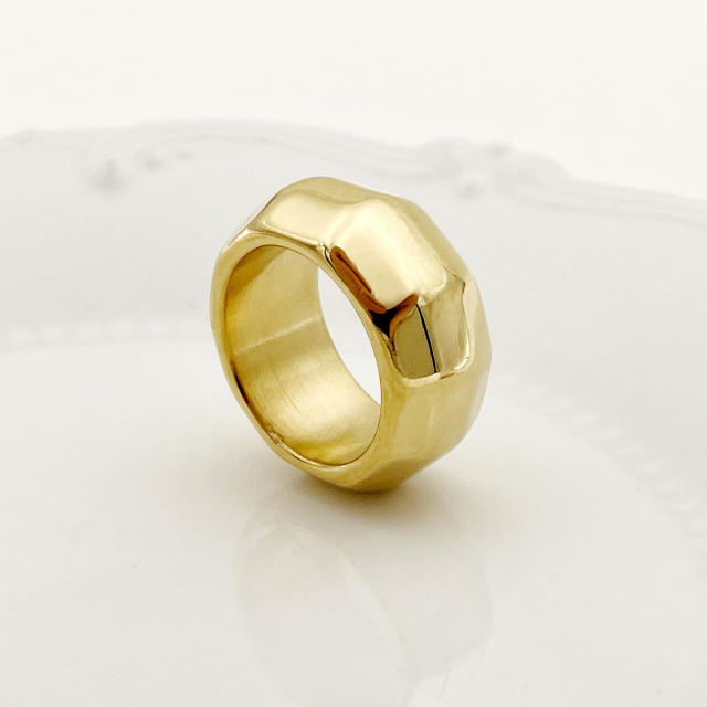 Chunky easy match stainless steel gold color rings