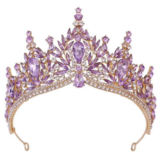 Luxury colorful cubic zircon wedding princess hair crown