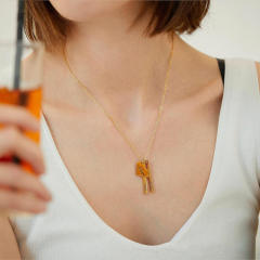 Concise heart bar pendant stainless steel dainty necklace engrave letter necklace
