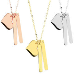 Concise heart bar pendant stainless steel dainty necklace engrave letter necklace