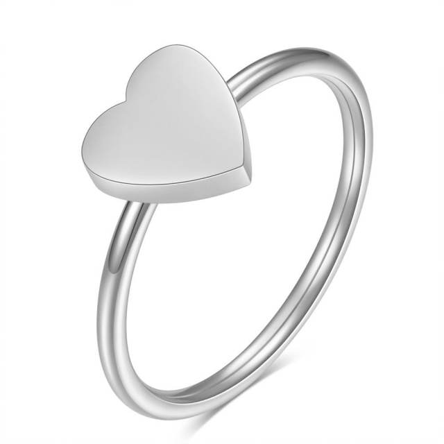 INS simple heart stainless steel finger rings