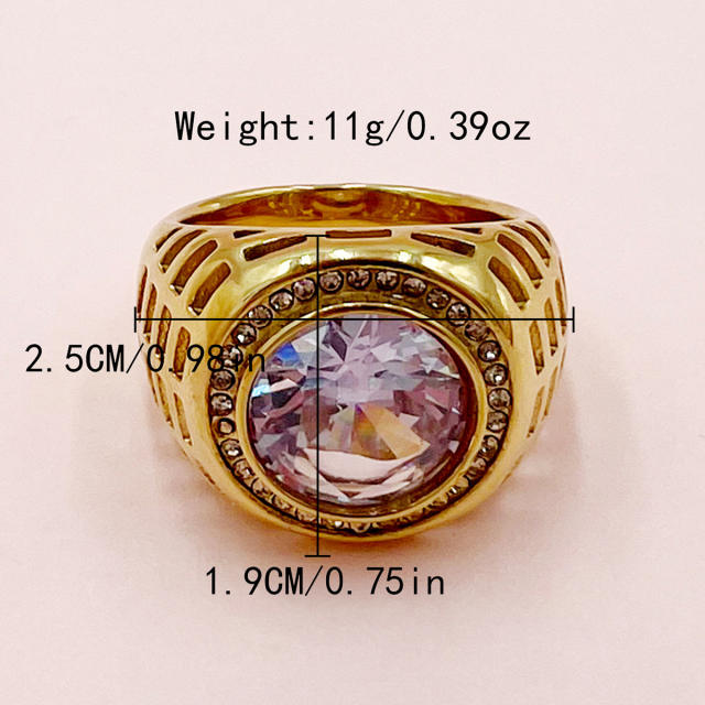 Vintage gold color stainless steel diamond rings for men