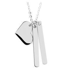 Concise heart bar pendant stainless steel dainty necklace engrave letter necklace