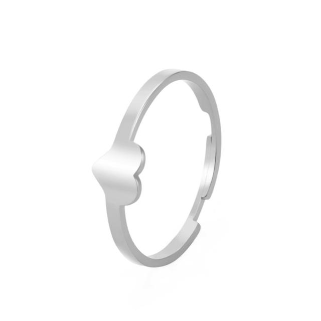 Simple heart stainless steel adjustable rings