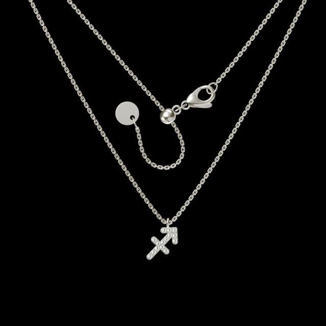 Stainless steel diamond zodiac symbol necklace dainty necklace