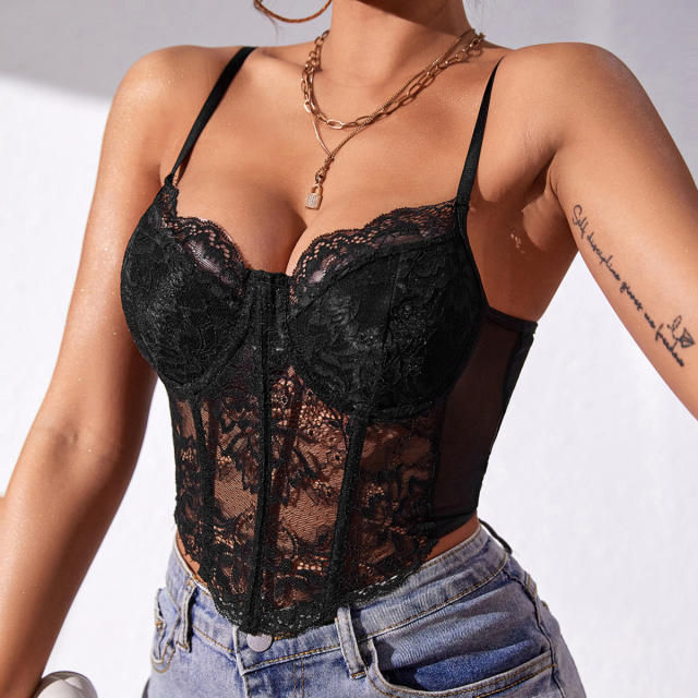 Colorful sexy lace corset camis for lady