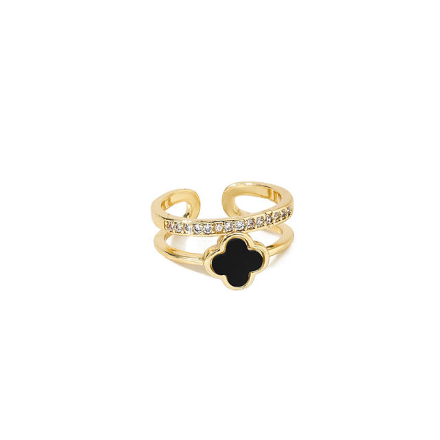 18KG real gold plated copper clover finger rings