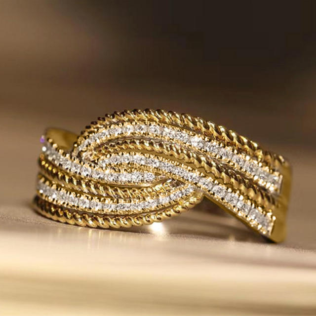Delicate diamond geometric line copper finger rings