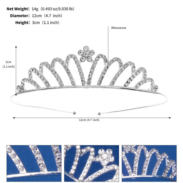 Concise diamond small crown for kids flower girls hair crown