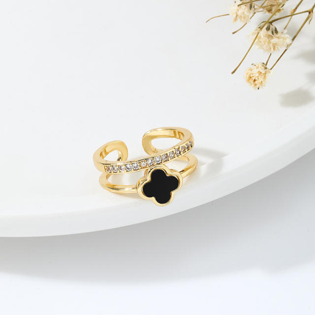 18KG real gold plated copper clover finger rings