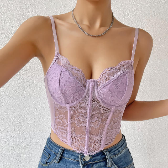 Colorful sexy lace corset camis for lady