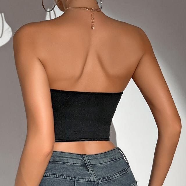 Sexy black color lace off shoulder corset tops
