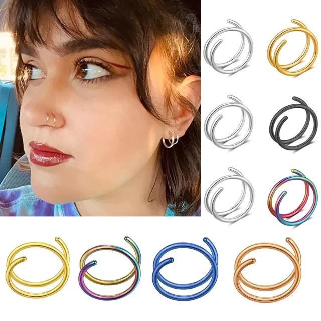 Colorful stainless steel sprial piercing nose rings