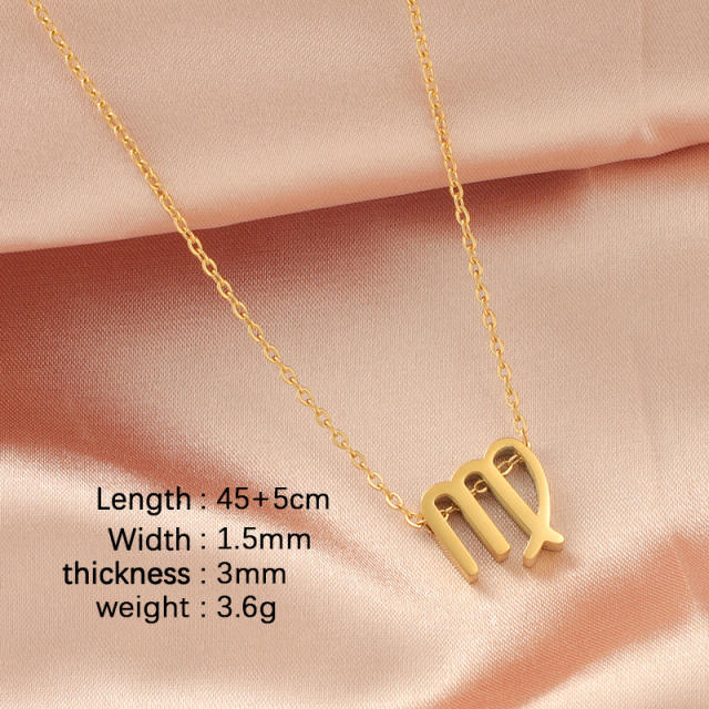 Dainty zodiac symbol stainless steel necklace