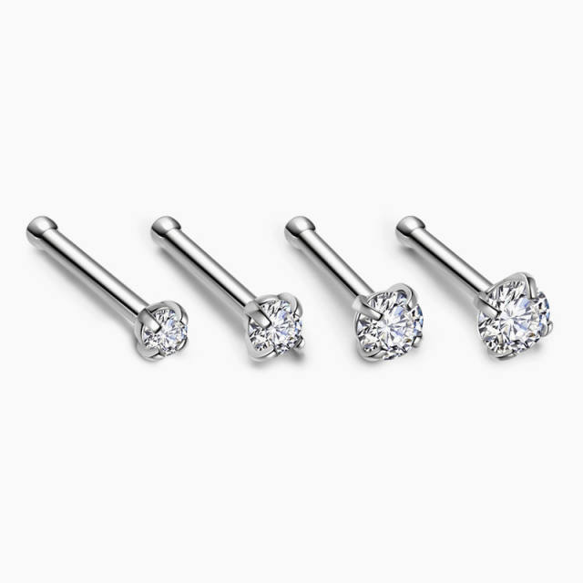316L straight pattern diamond stainless steel piercing nose pin
