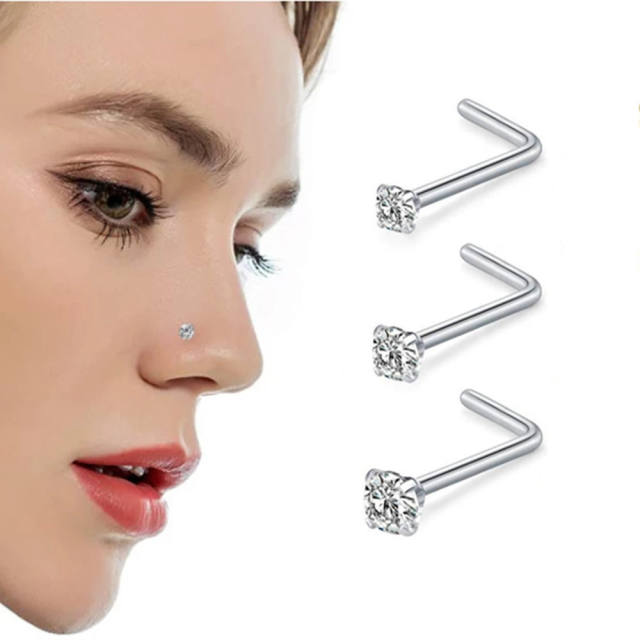 316L stainless steel diamond piercing nose pin