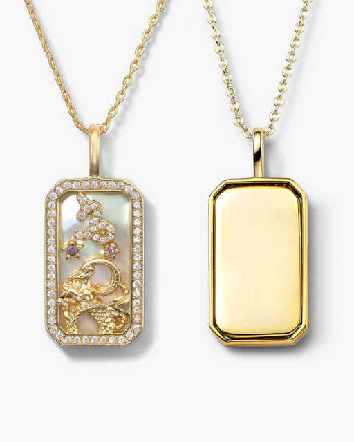 Diamond zodiac pendant real gold plated copper necklace