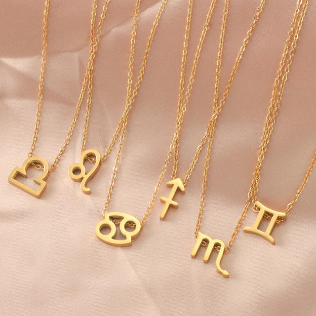Dainty zodiac symbol stainless steel necklace
