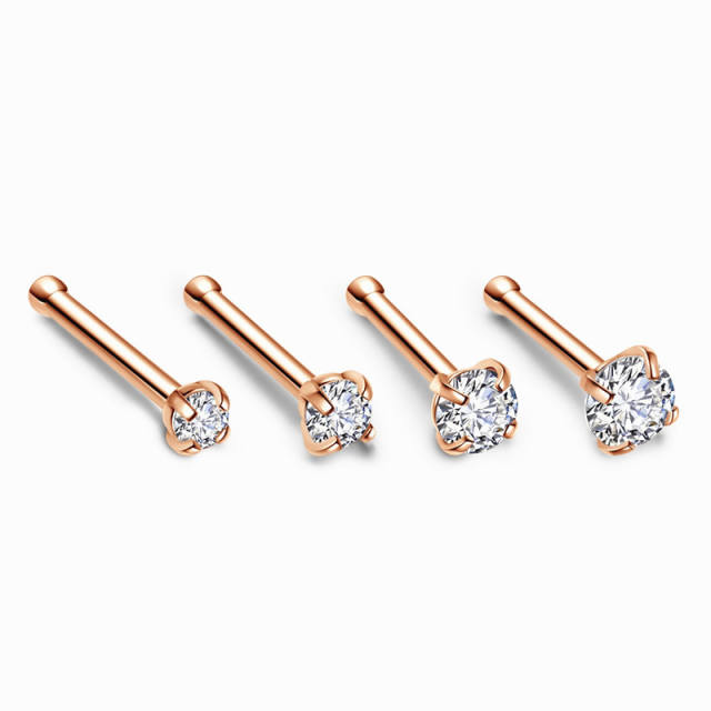 316L straight pattern diamond stainless steel piercing nose pin