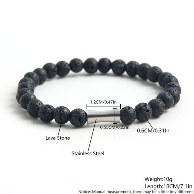Concise natural stone bead stainless steel bead elastic bracelet