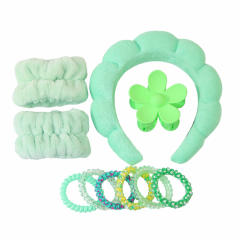 10pcs set plain color padded headband scrunchies hair claw clips set