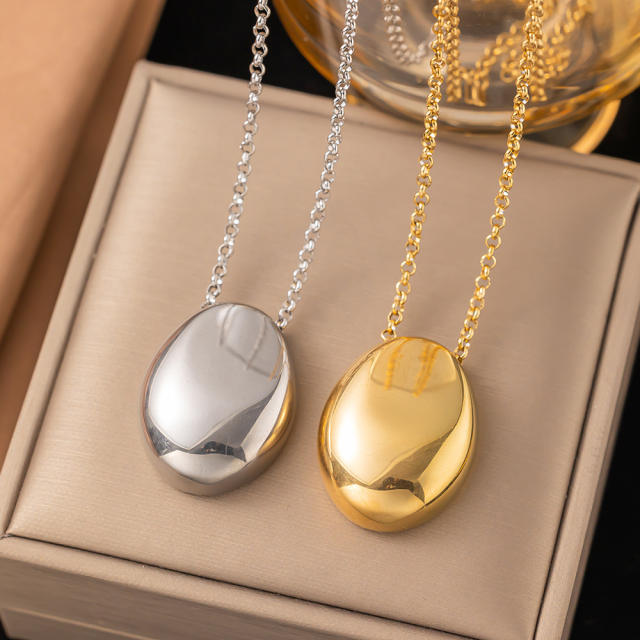 Chunky geometric pendant long necklace stainless steel necklace