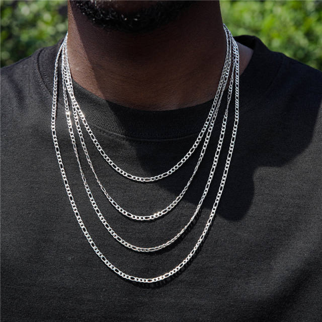 3mm figaro chain stainless steel necklace for men