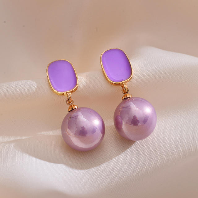 925 needle sweet colorful pearl dangle earirngs