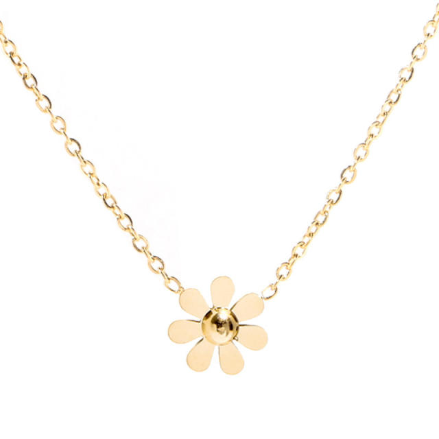 Dainty daisy flower necklace stainless steel necklace