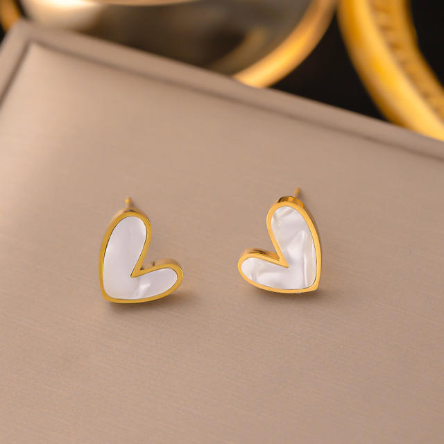 Dainty heart stainless steel necklace earrings set