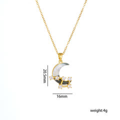 Hot sale moon star pendant stainless steel chain necklace dainty necklace
