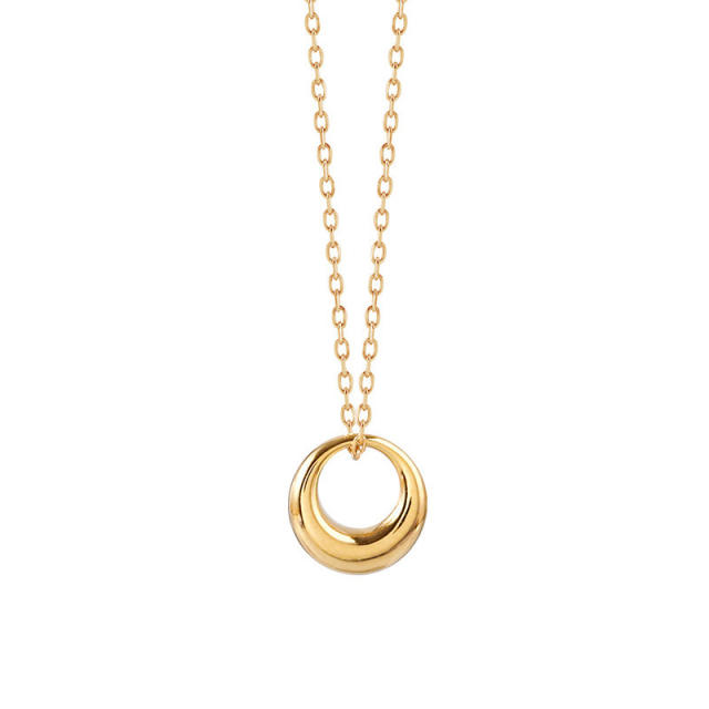 Dainty circle necklace stainless steel ring necklace