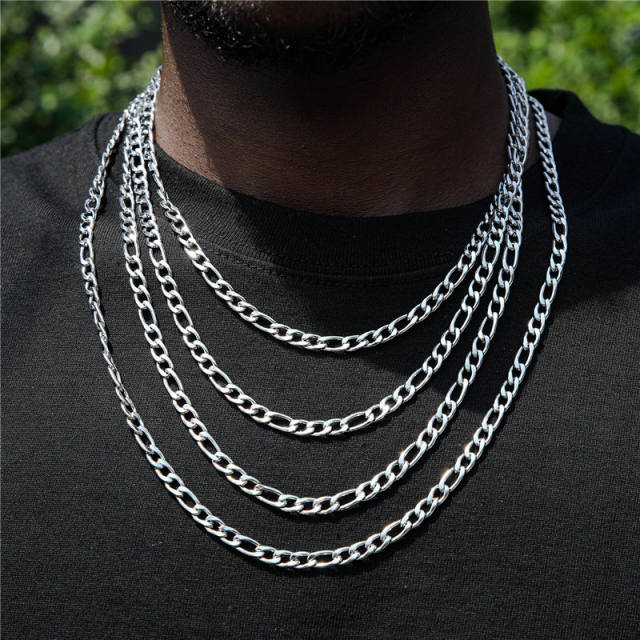 5MM figaro chain hiphop stainless steel chain necklace for men