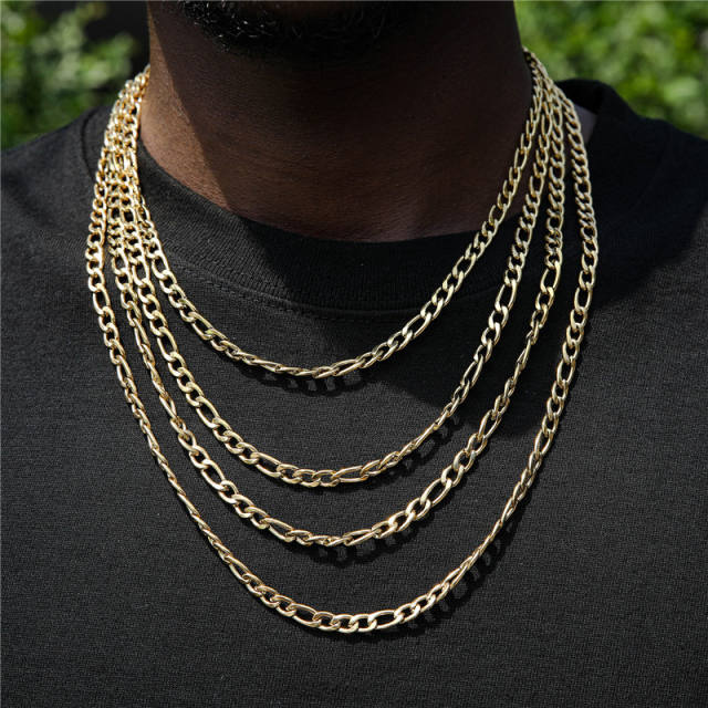 5MM figaro chain hiphop stainless steel chain necklace for men